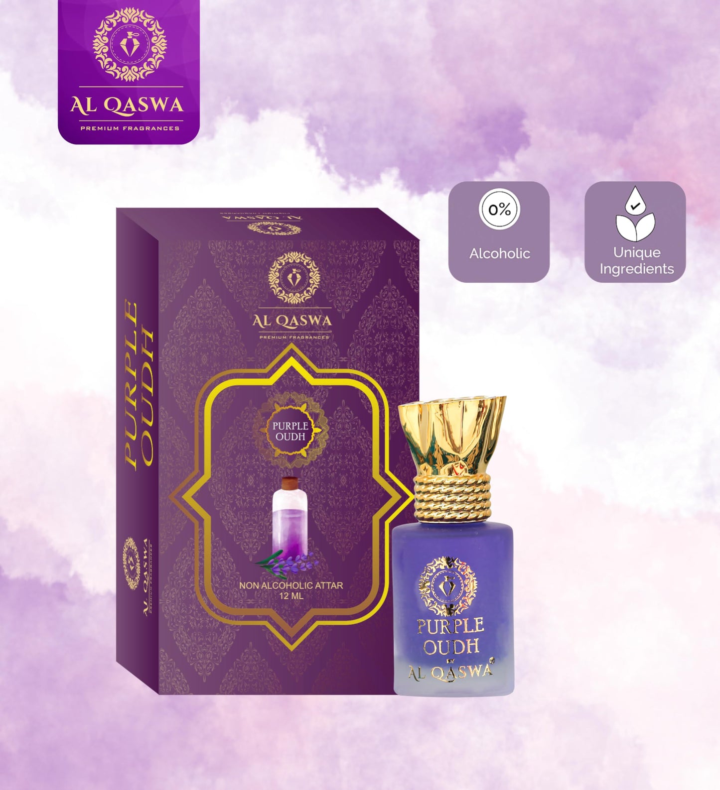 Purple Oudh | Al Qaswa | 12ML | LONG-LASTING | ALCOHOL-FREE